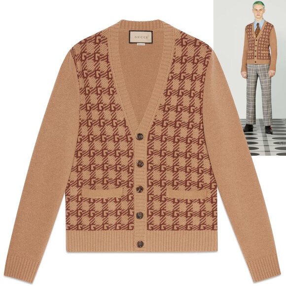 Gucci Other - GUCCI MENS SWEATER Ha Ha Ha Harry Styles SQUARE G LOGO CARDIGAN sz S / SMALL